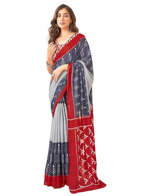 Siril Women'S Pure Cotton Printed Saree With Unstitched Blouse Piece